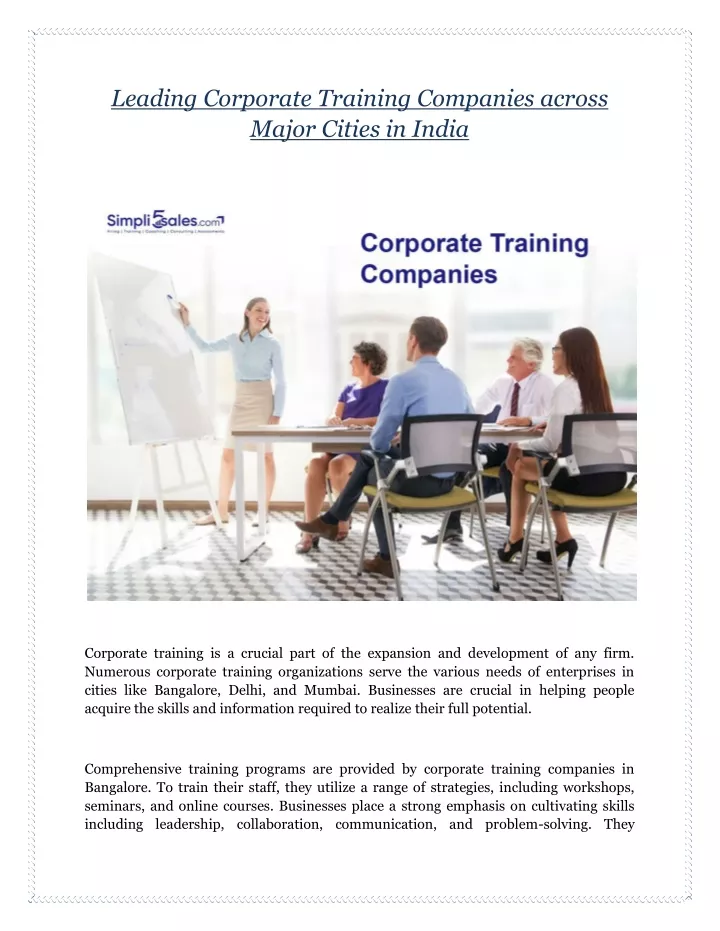 leading corporate training companies across major