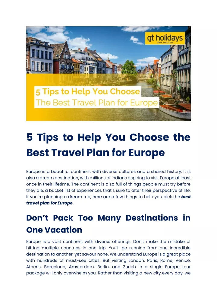 5 tips to help you choose the best travel plan