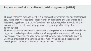 Importance of Human Resource Management (HRM)