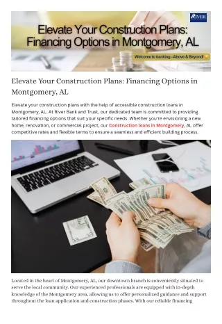 Elevate Your Construction Plans: Financing Options in Montgomery, AL