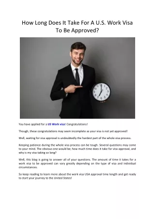how long does it take for a u s work visa