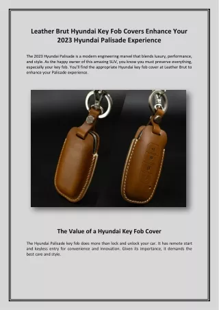 Leather Brut Hyundai Key Fob Covers Enhance Your 2023 Hyundai Palisade Experience