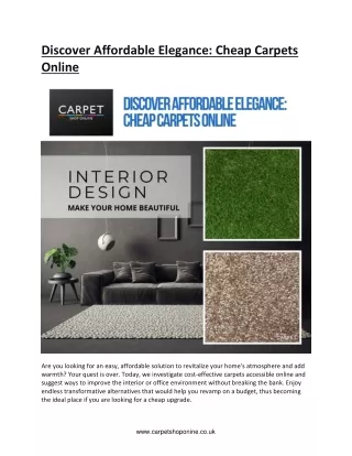 Discover Affordable Elegance: Cheap Carpets Online
