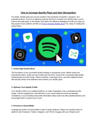 how to increase spotify plays to increase spotify