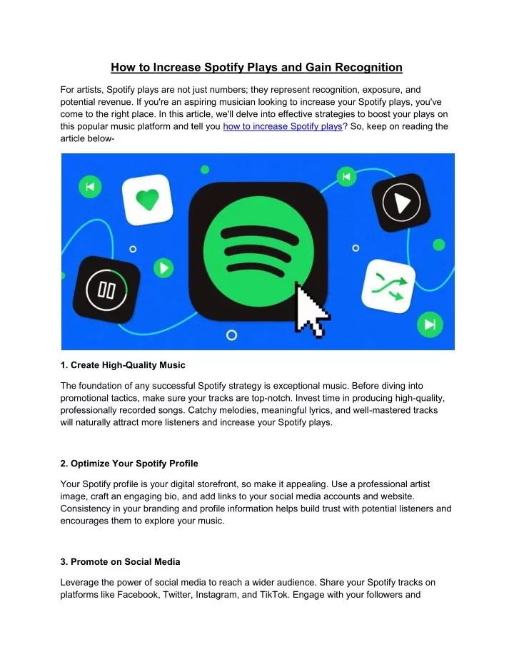 how to increase spotify plays to increase spotify