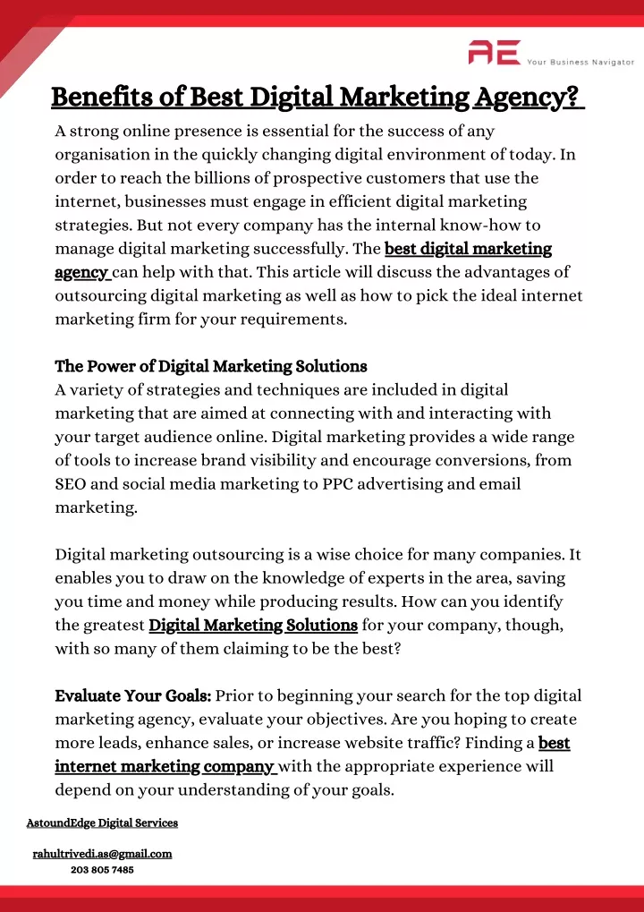 benefits of best digital marketing agency