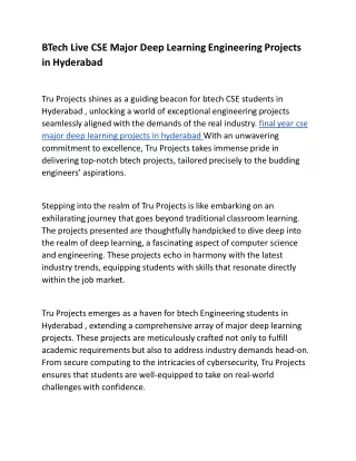 btech live cse major deep learning engineering