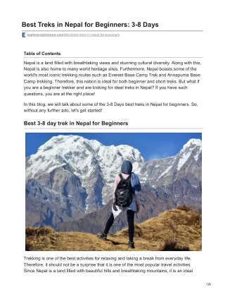 Best Treks in Nepal for Beginners 3-8 Days