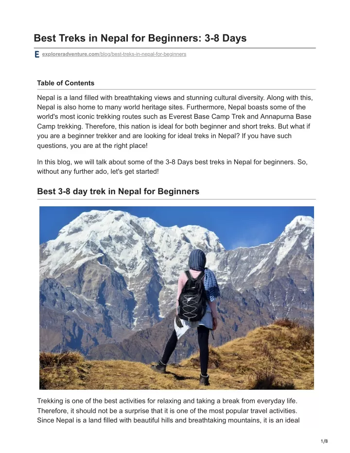 best treks in nepal for beginners 3 8 days