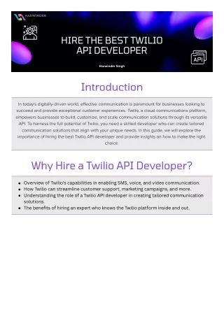 Hire the best Twilio API Developer