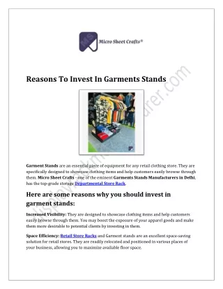 Reasons To Invest In Garments Stands