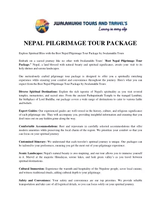 Best Nepal Pilgrimage Tour Package