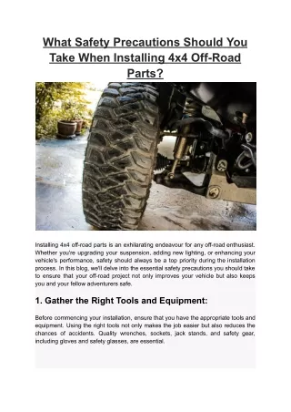 What Safety Precautions Should You Take When Installing 4x4 Off-Road Parts
