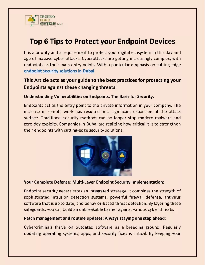 top 6 tips to protect your endpoint devices