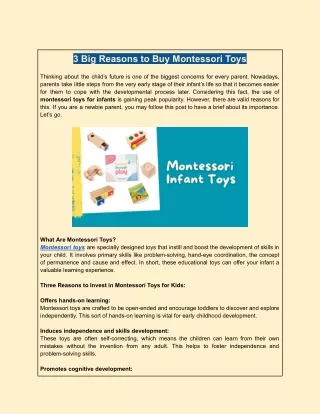 3 Big Reasons to Buy Montessori Toys