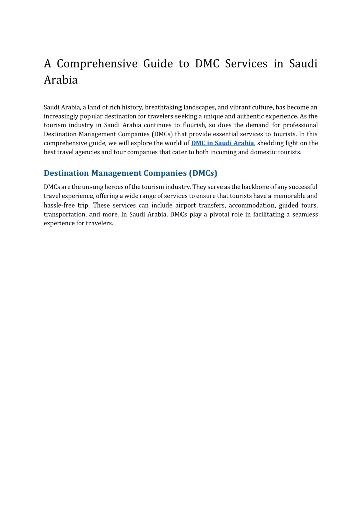 a comprehensive guide to dmc services in saudi