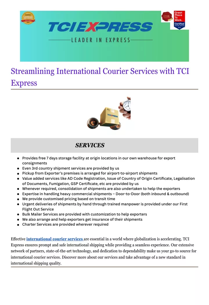 streamlining international courier services with