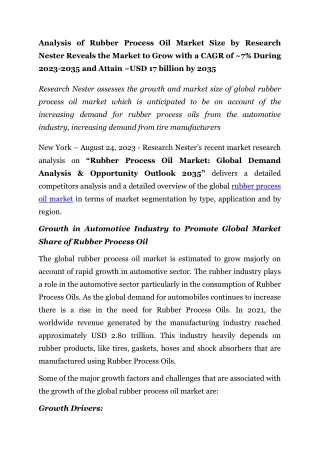 analysis of rubber process oil market size
