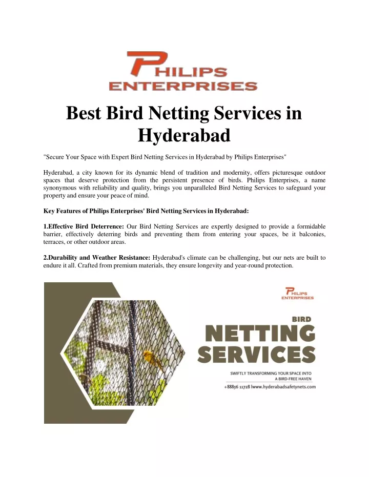 best bird netting services in hyderabad