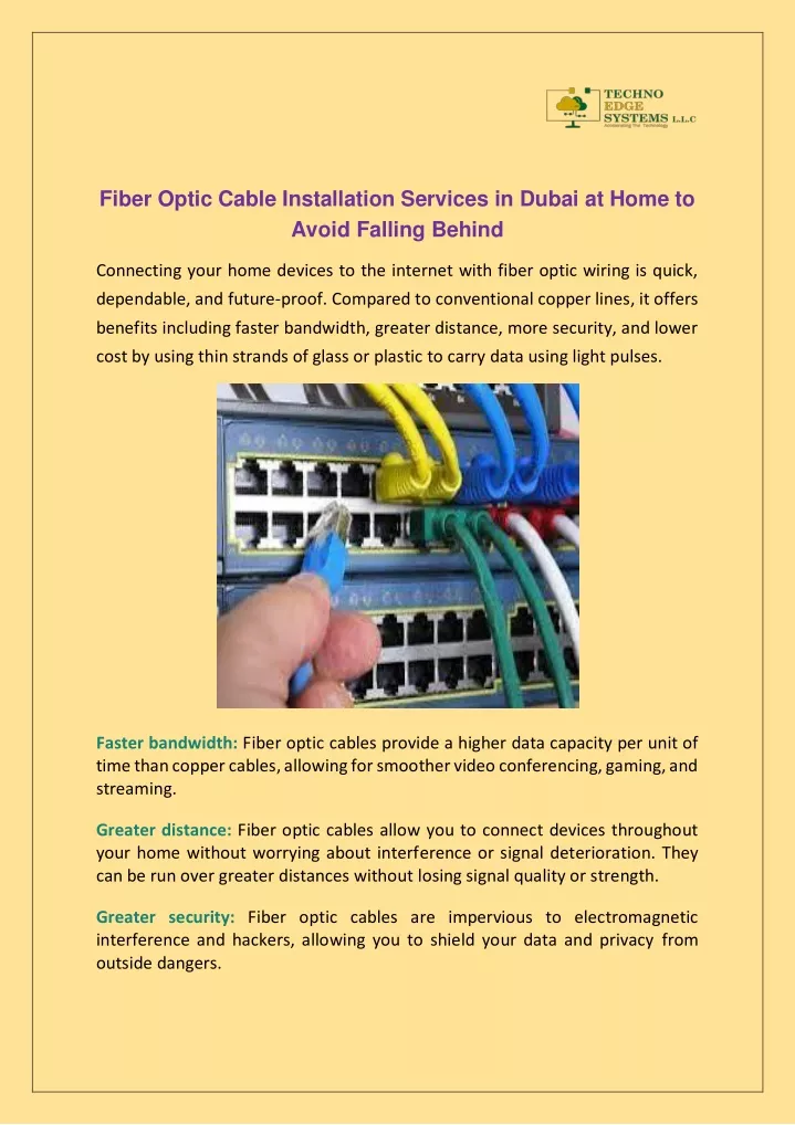 fiber optic cable installation services in dubai