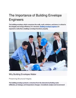 The Importance of Building Envelope Consultant