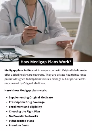 How Medigap Plans Work?