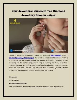 Shiv Jewellers-Exquisite Top Diamond Jewellery Shop in Jaipur