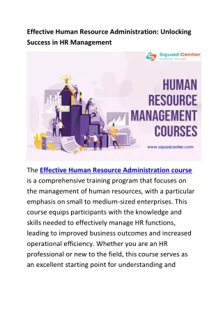 effective human resource administration unlocking