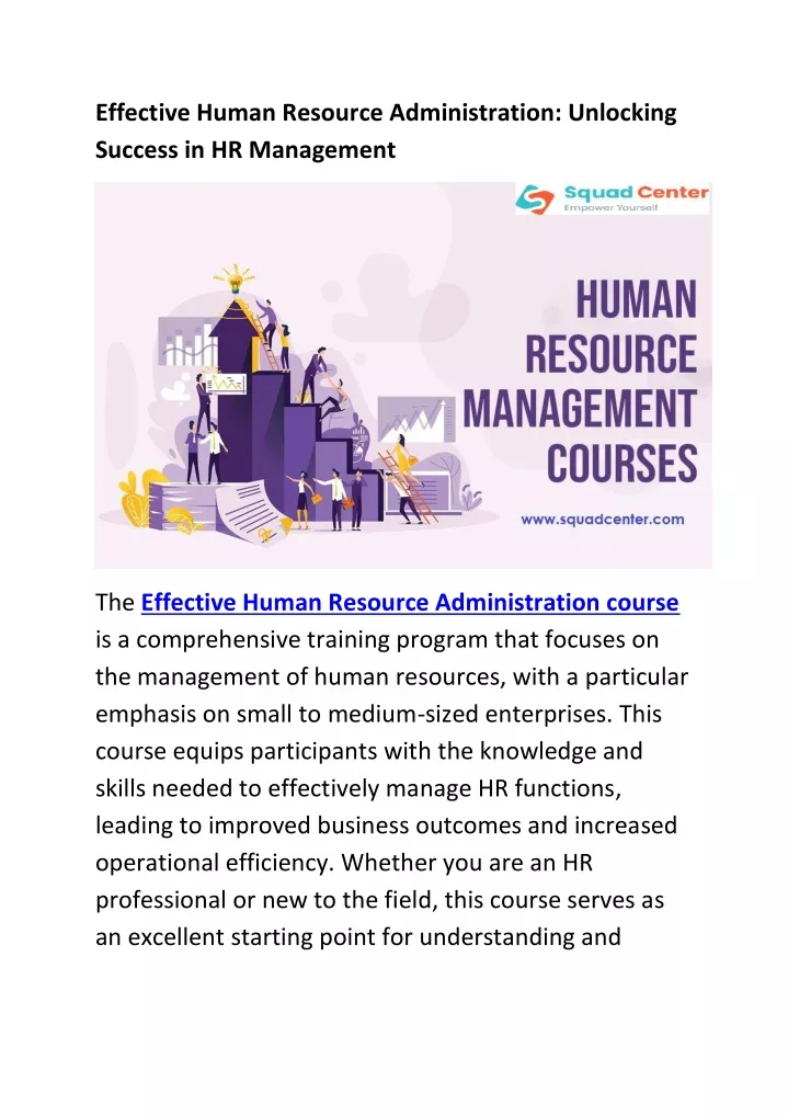 effective human resource administration unlocking