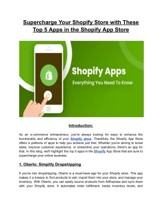 Supercharge Your Shopify Store with These Top 5 Apps in the Shopify App Store