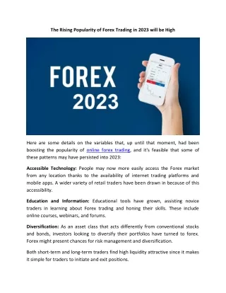 The Rising Popularity of Forex Trading in 2023 will be High