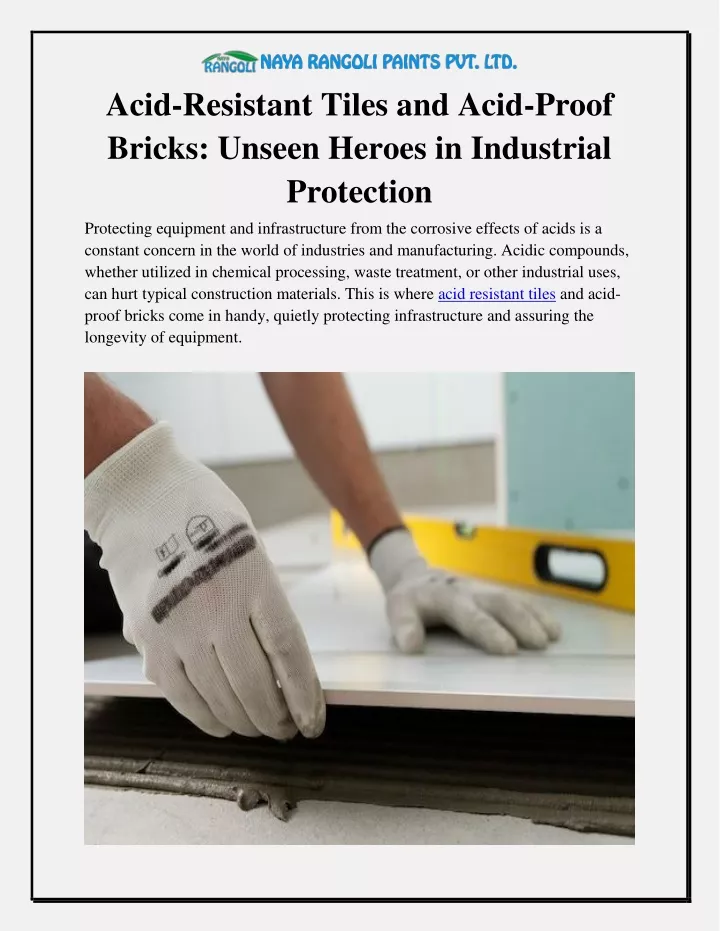 acid resistant tiles and acid proof bricks unseen
