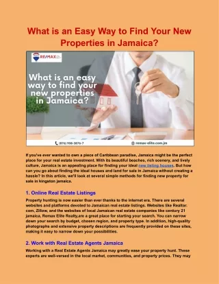 What is an Easy Way to Find Your New Properties in Jamaica?