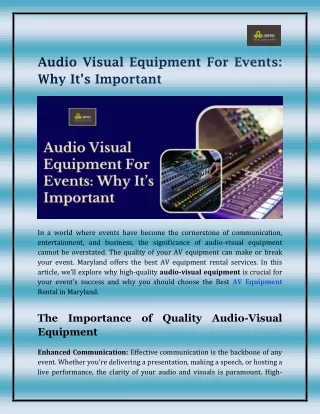 Audio Visual Equipment For Events: Why It’s Important