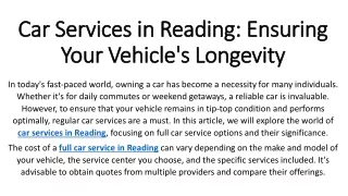 car services in reading ensuring your vehicle s longevity