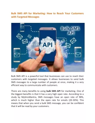 Bulk SMS API for Marketing - How to Reach Your Customers with Targeted Messages