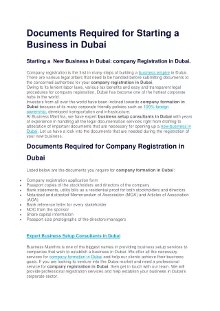 Documents Required for Starting a Business in Dubai