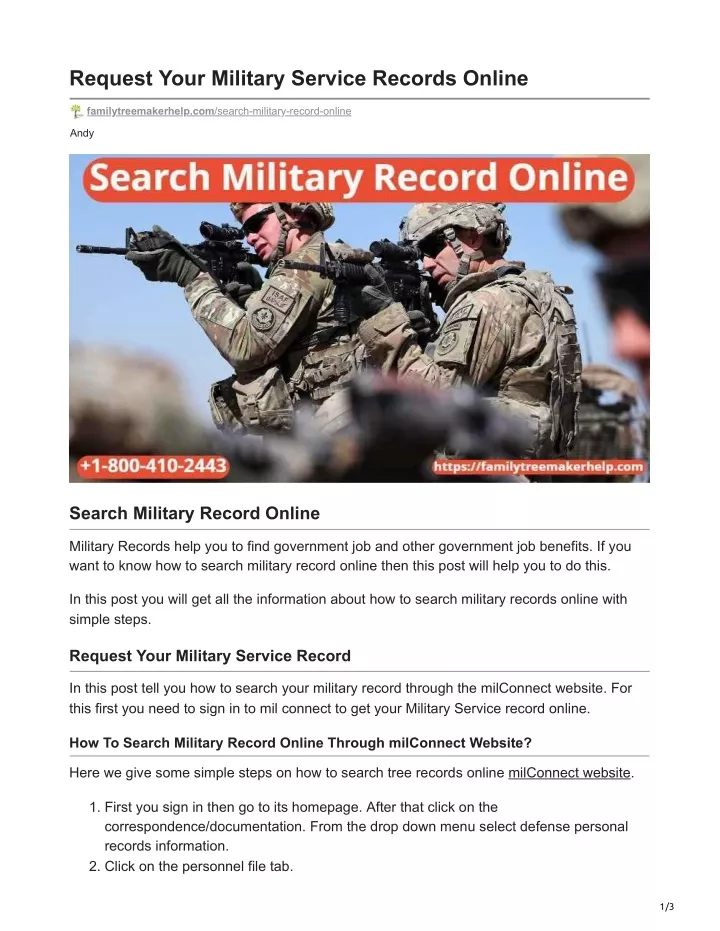 request your military service records online