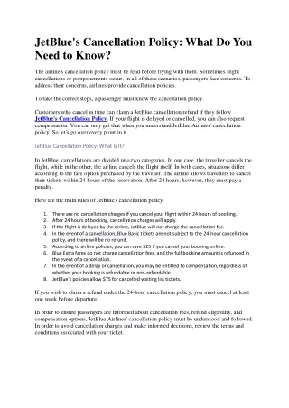 jetblue s cancellation policy what do you need