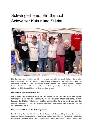 Schwingerhemd: Ein Symbol Schweizer Kultur und Stärke