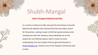 Finding Love on a Budget: Shubh-Mangal.com