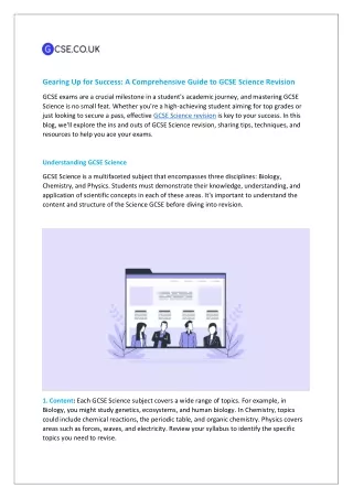 Gearing Up for Success: A Comprehensive Guide to GCSE Science Revision
