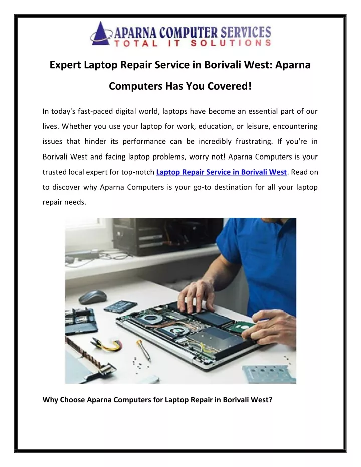 expert laptop repair service in borivali west