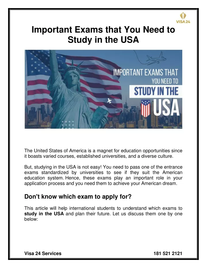 important exams that you need to study in the usa