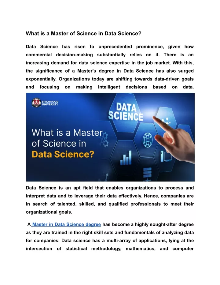 what is a master of science in data science