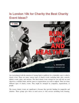 Is London 10k for Charity the Best Charity Event Ideas