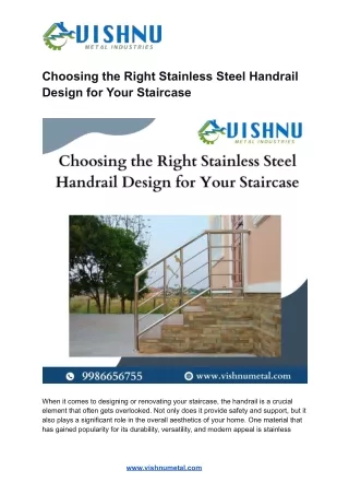 Choosing the Right Stainless Steel Handrail Design for Your Staircase