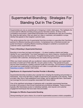 supermarket branding strategies for standing