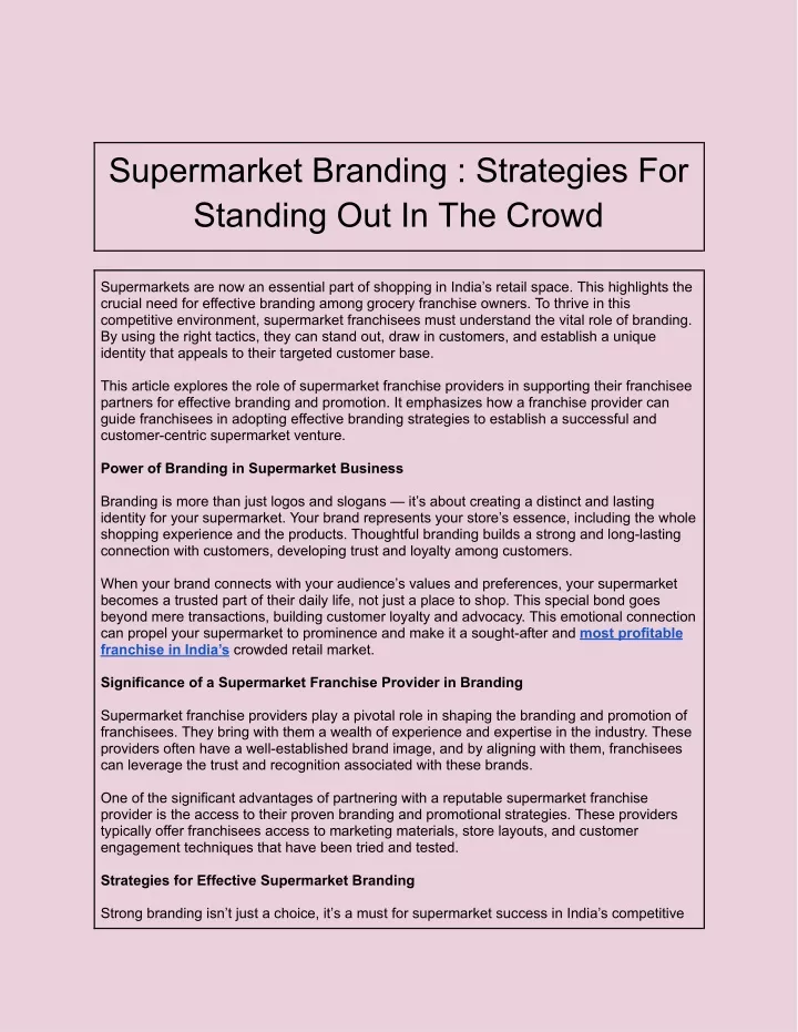 supermarket branding strategies for standing