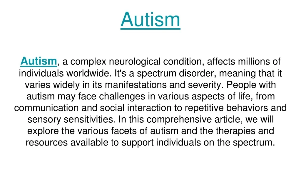 PPT - Autism PowerPoint Presentation, free download - ID:12626744